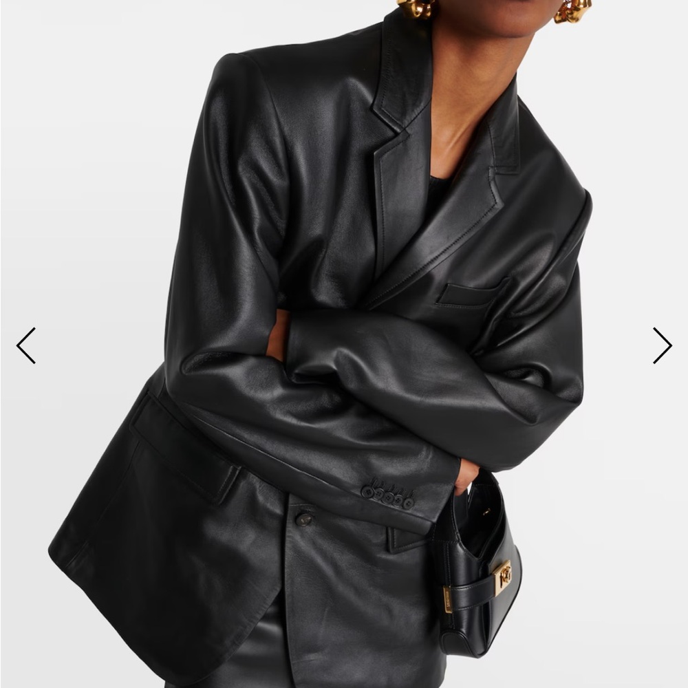 NYC Black Leather Oversized Blazer - Picture 4 of 6